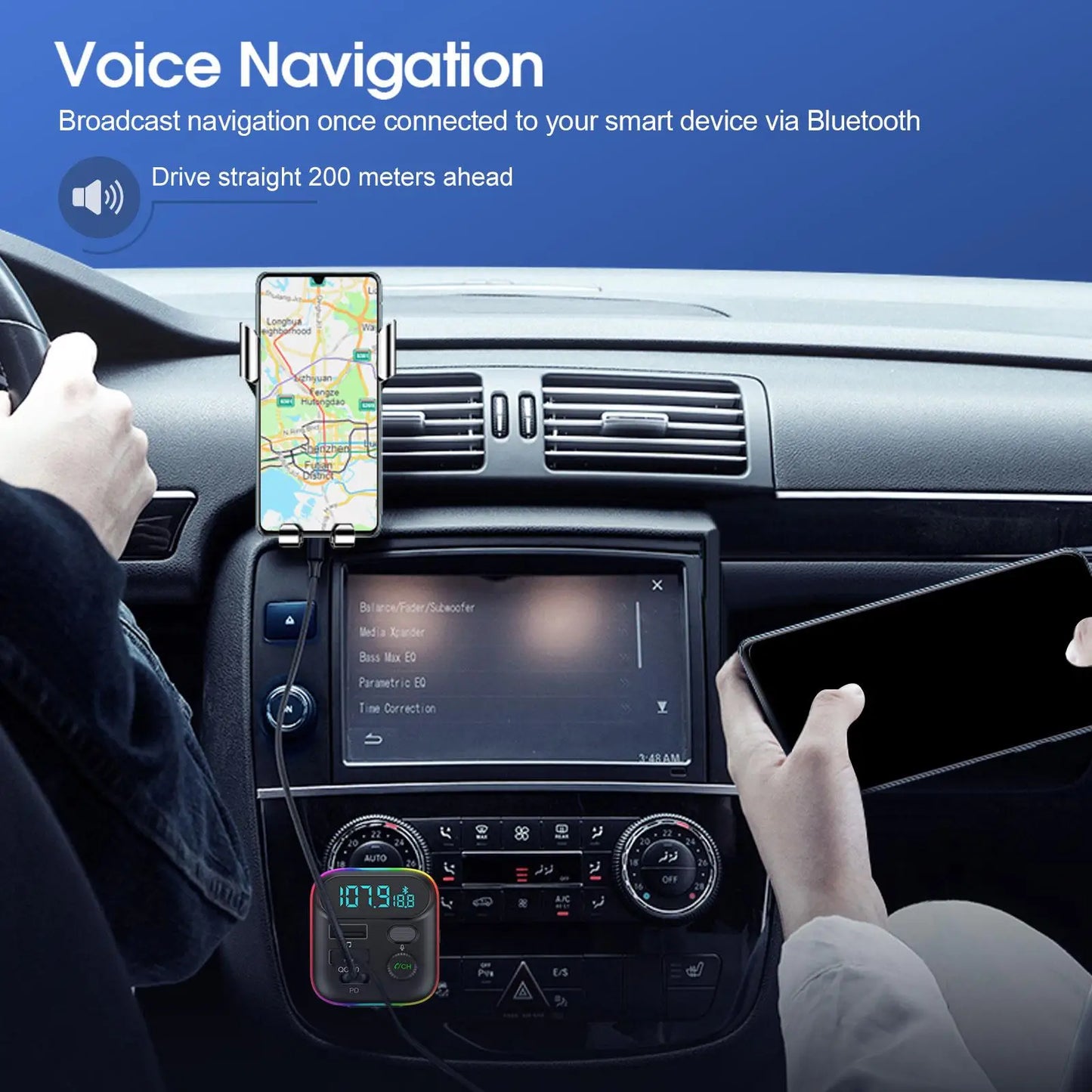 Car Bluetooth FM Transmitter Bluetooth 5.0 FM Transmitter USB PD Car Fast Charger Electronic Accessories