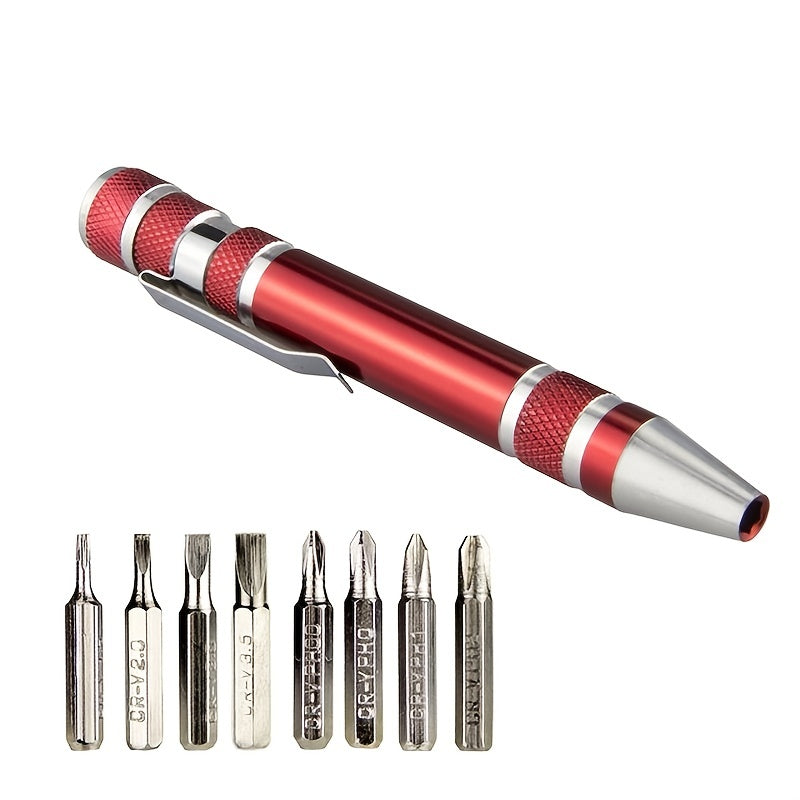 8-in-1 Multi-Tool Screwdriver Pen - Interchangeable Tips for Versatile Tasks, Effortless Repairs and Disassembly with Ease, Durable and Lightweight Aluminum Alloy Construction in a Sleek Pen Design