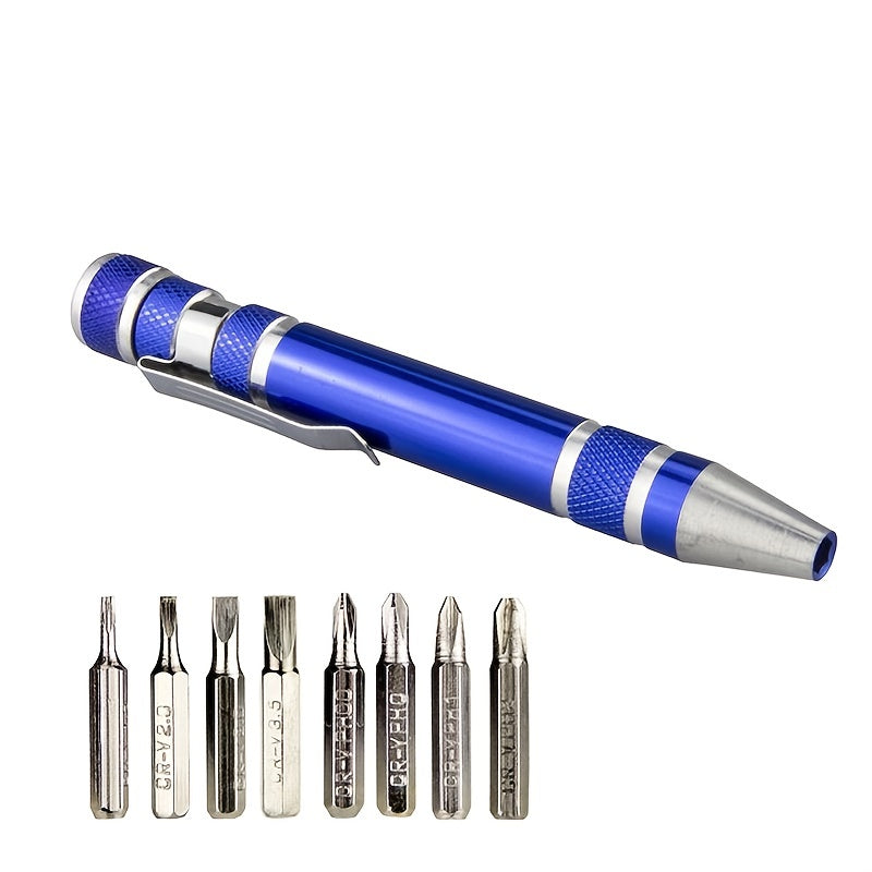 8-in-1 Multi-Tool Screwdriver Pen - Interchangeable Tips for Versatile Tasks, Effortless Repairs and Disassembly with Ease, Durable and Lightweight Aluminum Alloy Construction in a Sleek Pen Design