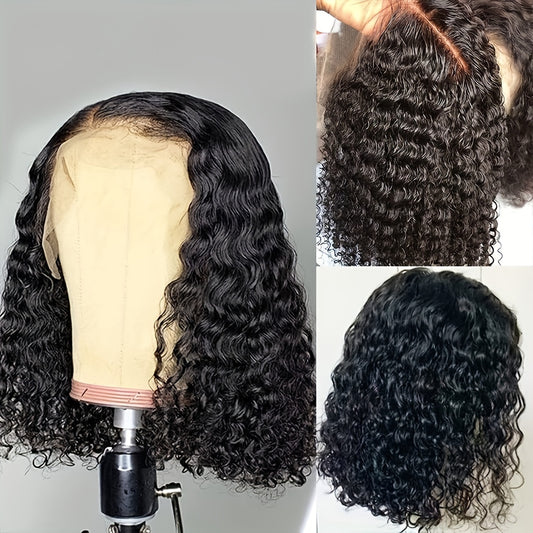 150% Density 13x4 Lace Front Human Hair Wig Short Curly Bob Lace Front Human Hair Wigs PrePluck With Baby Hair Water Wave Frontal Wigs For Women Deep Wave Lace Wigs